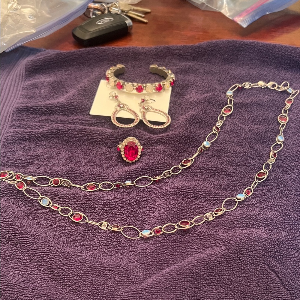 Sorrelli Elegant Red and Silver Jewelry Set perfect for Alabama Fans